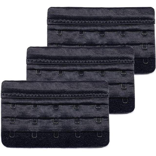 GHSDFBB 5 Rallonges de Soutien-Gorge à Crochet, Rallonge de Bretelle de Soutien-Gorge Extensible, Douce et Confortable pour Femmes - 3 Pcs (Noir)