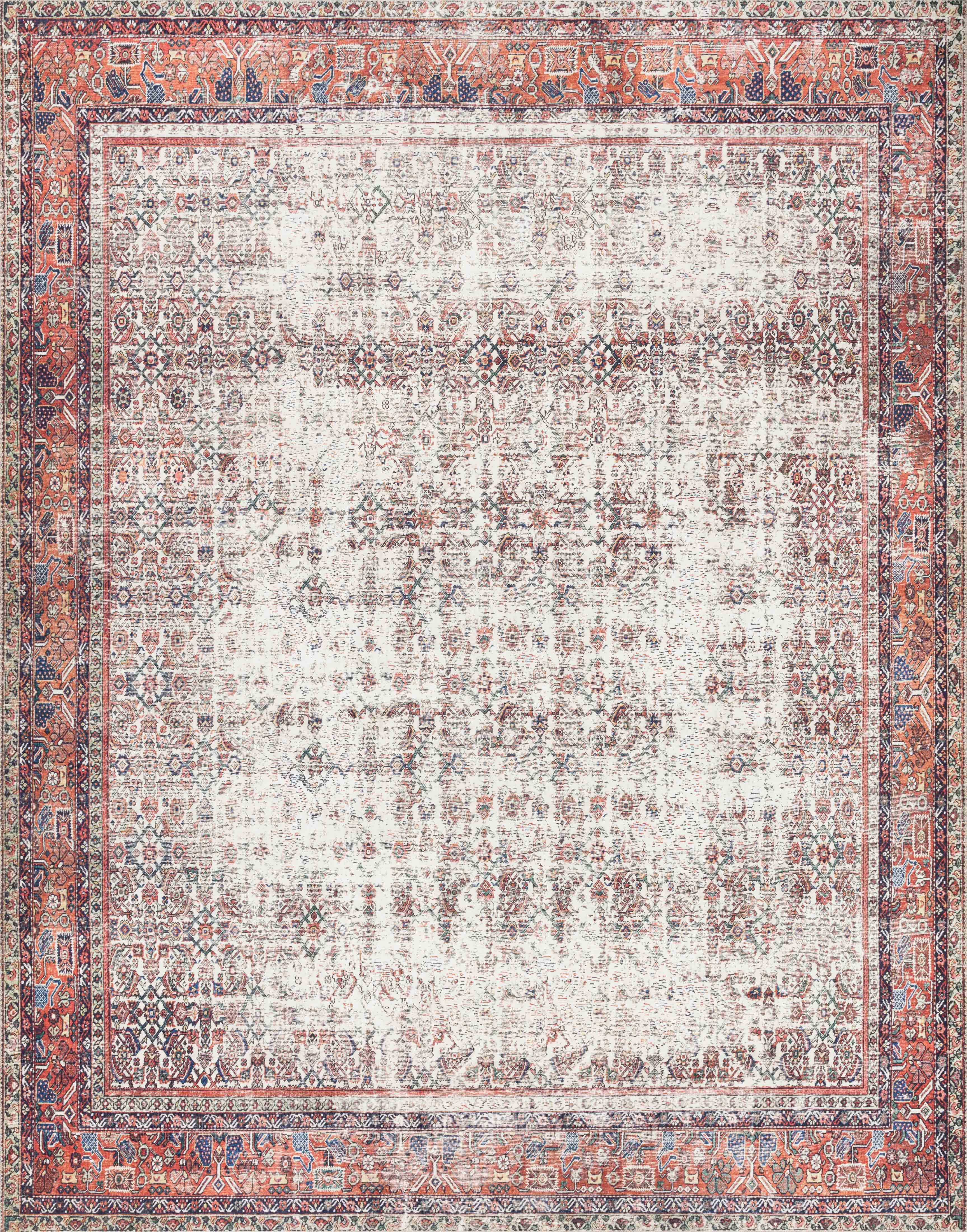 Loloi Layla LAY-12 Printed Ivory / Brick Oriental Area Rug 2'-3" x 3'-9"
