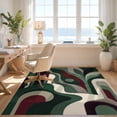 thumbnail image 3 of Design&I 3'x5' Ultra Soft Throw Mat, Green and Burgundy Abstract Flow Retro Geometric Curves Arches Design Fluffy Washable Easy Care Indoor rug for Bedside Hallway, 3 of 3