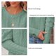 thumbnail image 5 of Suéter de punto con cuello redondo para mujer, suéter de cuello redondo de Jacquard con manga de cordero para otoño e invierno, verde M, 5 of 6