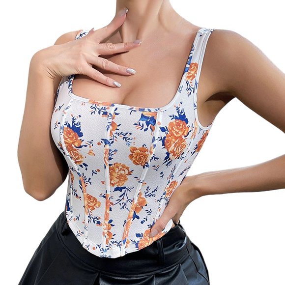 Stylish Womens Bodysuit - Spaghetti Strap Printed Design with Lace for Everyday Wear and Outdoor Activities