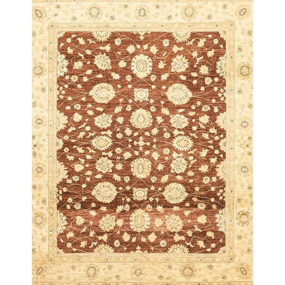 Ahgly Company Indoor Rectangle Abstract Sun Yellow Oriental Area Rugs, 7' x 9'