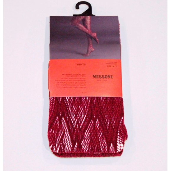 MISSONI for TARGET Fishnet OPENWORK Pantyhose TIGHTS Rose Wine ( M )