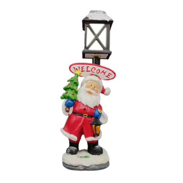 Estatua de Césped Zulema Papá Noel Adorno de Arte de Resina con Luz Nocturna