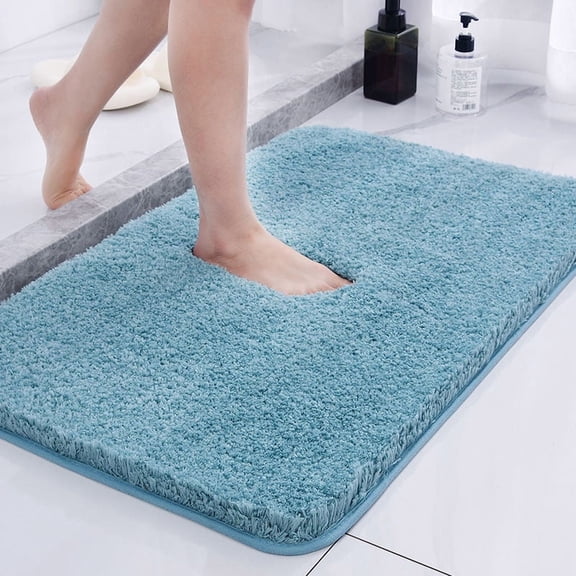 1pcs Non Slip Bath Mat, Long Plush Absorbs Water Bathroom Rugs Fit Under Door Quick Dry Bath Rug Shower Mat for Bathroom Floor Bathtub Shower Sink,19.6"x 31.4",Blue
