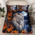 thumbnail image 2 of Castle Fairy Woodland Wildlife Lion Twin Sheet Sets 3pcs for Teens Adults,Starry Sky Twin Fitted Sheet Microfiber,Maple Leaves Breathable Flat Sheet,Ultra Soft Home Decor, 2 of 7