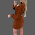 thumbnail image 4 of Zedker Women Sweater Dress Fall Fashion Long Sleeve Crew Neck Ribbed Knit Pleated Fall Dresses for Women 2025 Plus Size Brown M, 4 of 8