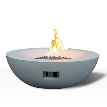 42'' Outdoor Concrete Propane Gas Fire Pit Bowl in Antique White