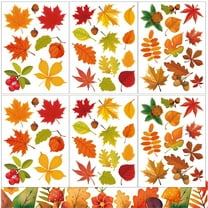 LAMIRO Window Clings Fall Leaves Maple Oak Leaves Window Stickers for Autumn Thanksgiving Seasonal Holiday Window Glass Decals Decorations 6 Sheets Fall Window Clings