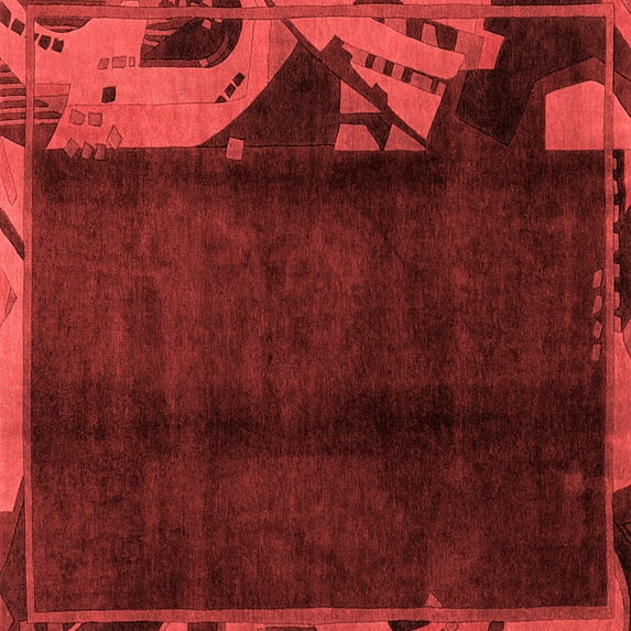 Ahgly Company Indoor Square Abstract Red Modern Area Rugs, 6' Square