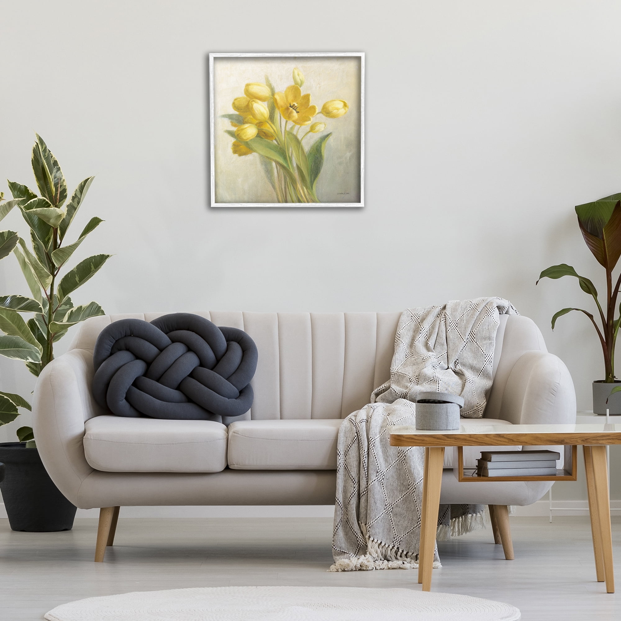 Stupell Industries French Yellow Tulips Botanical & Floral Painting White Framed Art Print Wall Art, 24 x 24