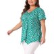 thumbnail image 4 of Agnes Orinda Blusa de mujer de talla grande con cuello en V, manga corta, dobladillo asimétrico, lunares y pliegues 1X Verde oscuro, 4 of 5