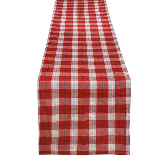 Yourtablecloth Cotton Checkered Runner Red Christmas Plaid, 14 x 72