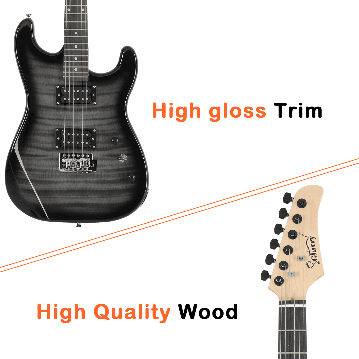 Hassch Electric Guitar for Music Lover Beginner with 20W Amp, Gig Bag and Accessories Pack, Black