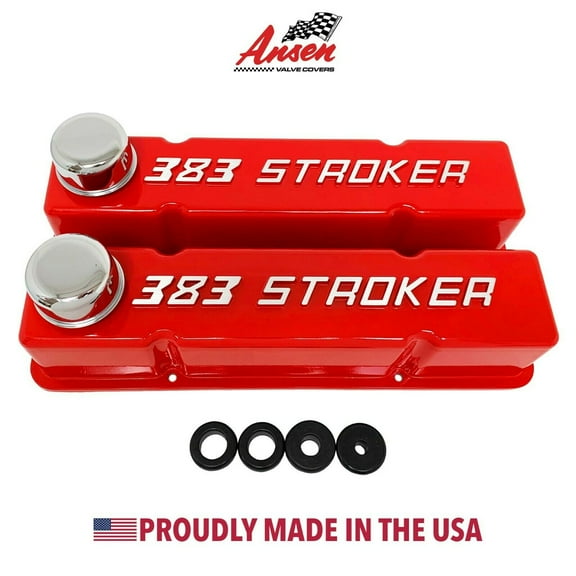 383 STROKER Small Block Chevy Valve Covers - SBC Tall - Red