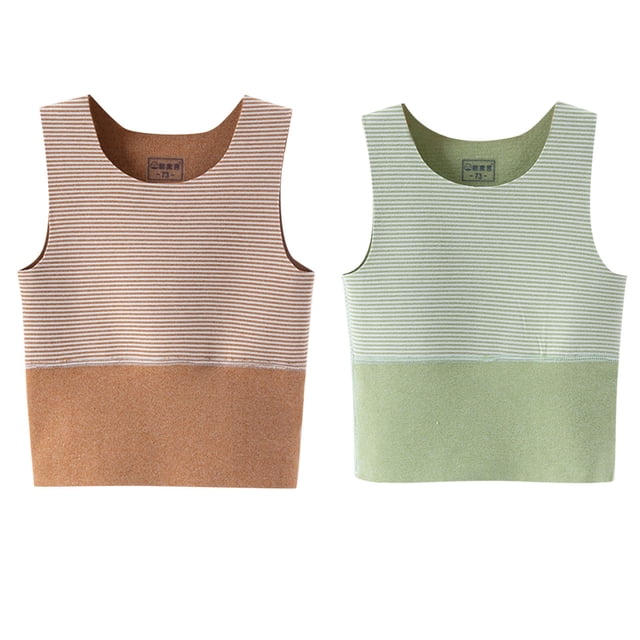 Plebaso 2 Pack Débardeurs en Coton pour Enfants Tout-Petits Garçons Filles Col Rond Sans Manches Rayé