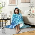 thumbnail image 4 of Wearable Blanket,Blue White Tie Dye Cracked Pattern Hooded Wearable Flannel Blanket for Adults & Teens,Winter Poncho Shawl Wrap Cape Cozy Anti-Pill,50"x60", 4 of 5