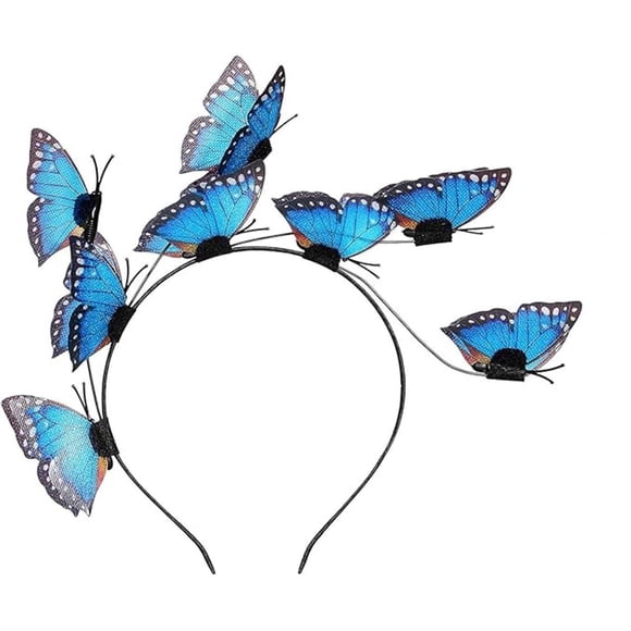 XASZHN Fairy Tale Wedding Flower Headband Bridal Forest Fairy Hairband Blue_003 One Size