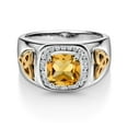 thumbnail image 3 of Gem Stone King 2.26 Ct Yellow Citrine Lab Grown Diamond 925 Silver and 10K Yellow Gold Men's Ring | Size 8, 3 of 6