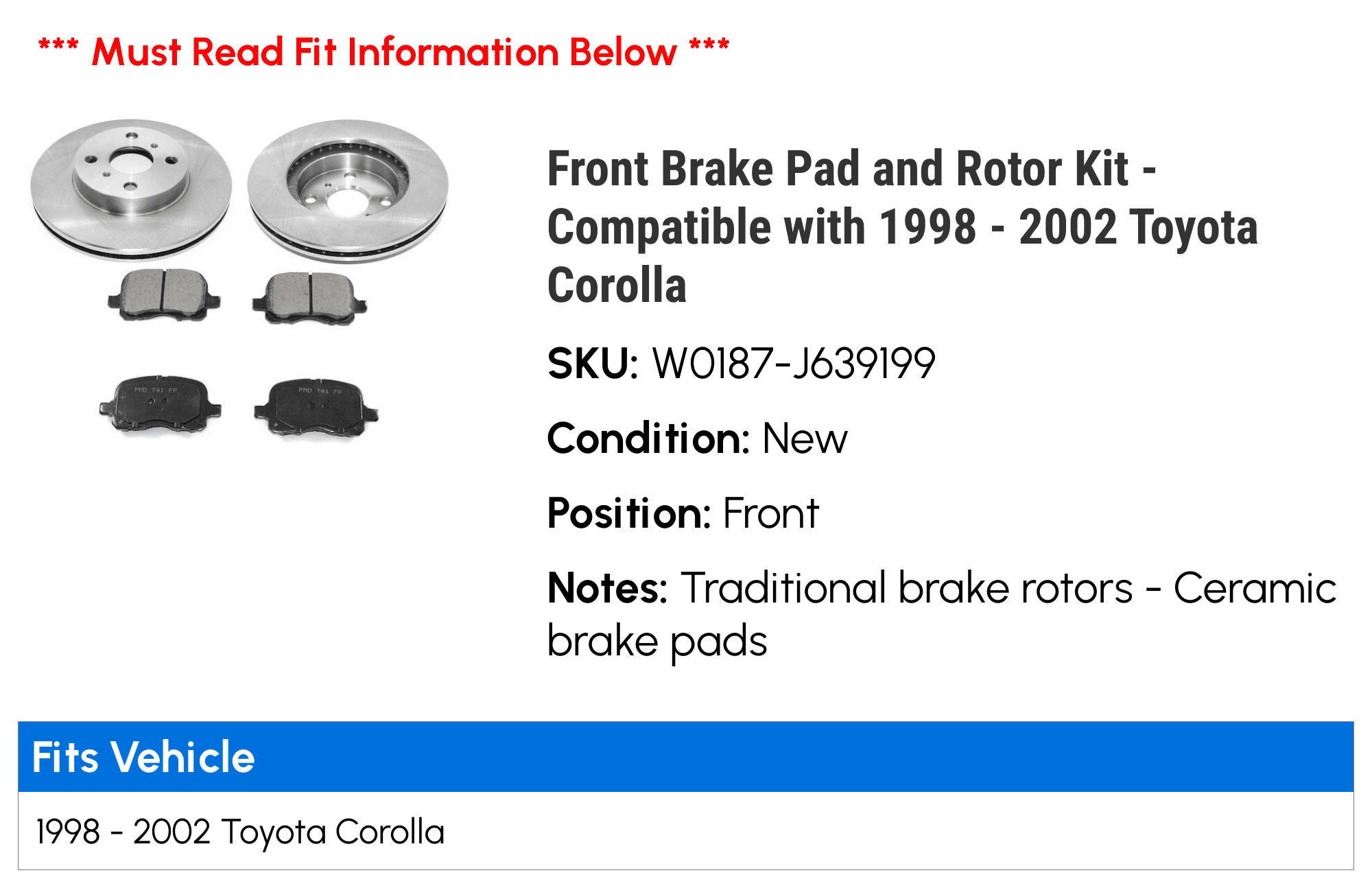 Brake Discs, Rotors & Hardware For Toyota Echo For Sale