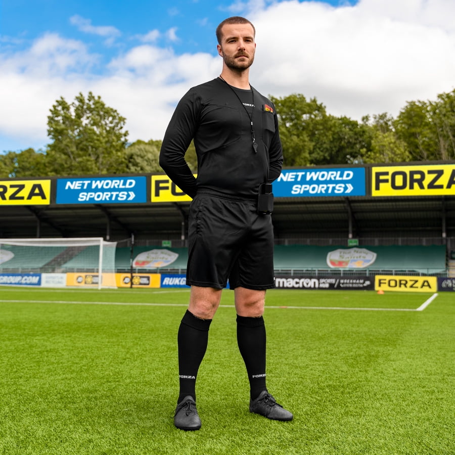 FORZA Soccer Referee Kit | Short/Long Sleeve Shirt, Shorts & Socks – Moisture-Wicking Uniform for Match Officials - 2 Colors