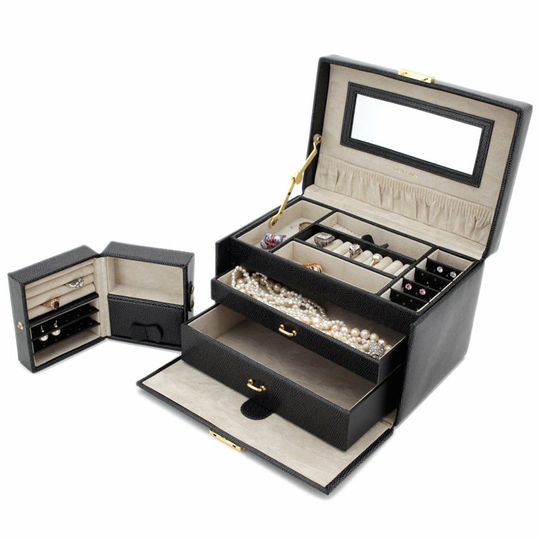 Premium Leather Jewelry Box & Travel Case - Lockable Jewelry