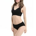 thumbnail image 5 of Strappy Sports Bra Women Pullover Bra Feature V-Neck Molded Bra Style W-1464 Black 4XL, 5 of 6