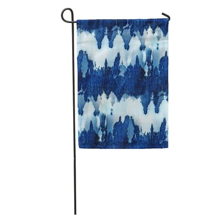 SIDONKU Tie Dye Pattern of Indigo Color on White Silk Hand Garden Flag Decorative Flag House Banner 28x40 inch