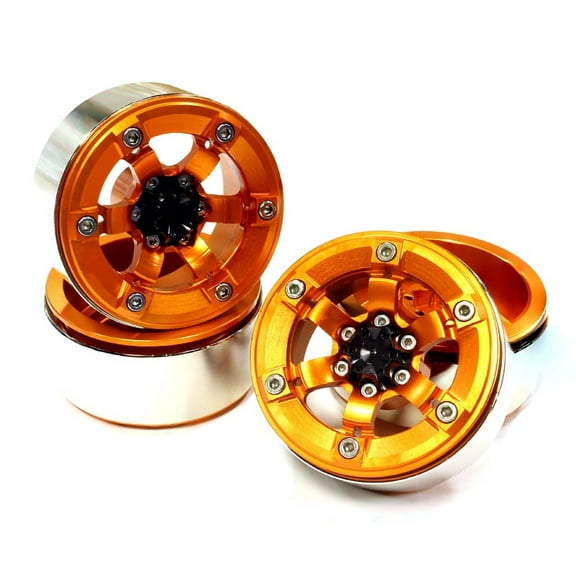 Integy RC Toy Model Hop-ups C25618ORANGE 1.9 Size Billet Machined Alloy 6 Spoke Wheel(4) High Mass Type for Scale Crawler