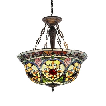 Lighting ALMA Tiffany-style 3 Light Victorian Inverted Ceiling Pendant 24