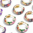 thumbnail image 5 of DESIGNICE Fashion Enamel Flower Huggie Hoop Earrings for Women Vintage Boho Circle Small Earrings Statement Jewelry, 5 of 7