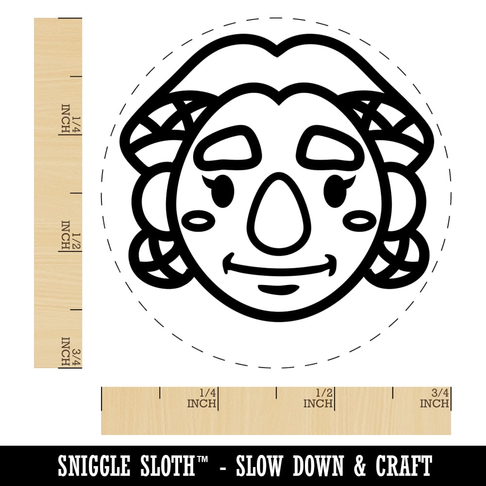 Dwarf Female Character Face Self-Inking Rubber Stamp Ink Stamper - Fuchsia Ink - Small 3/4 Inch