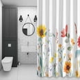 thumbnail image 3 of Pastoral Sunflower Shower Curtain for Bathroom, Farmhouse Wild Flowers Leaves Plants Waterproof Cloth Fabric Bathroom Accessories Set with 12 Rust Proof Plastic Hooks, 36"x72", 3 of 9