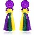 thumbnail image 1 of SURJDE Bohemian Statement Thread Tassel Chandelier Drop Dangle Earrings with Cassandra Button Stud, 1 of 1