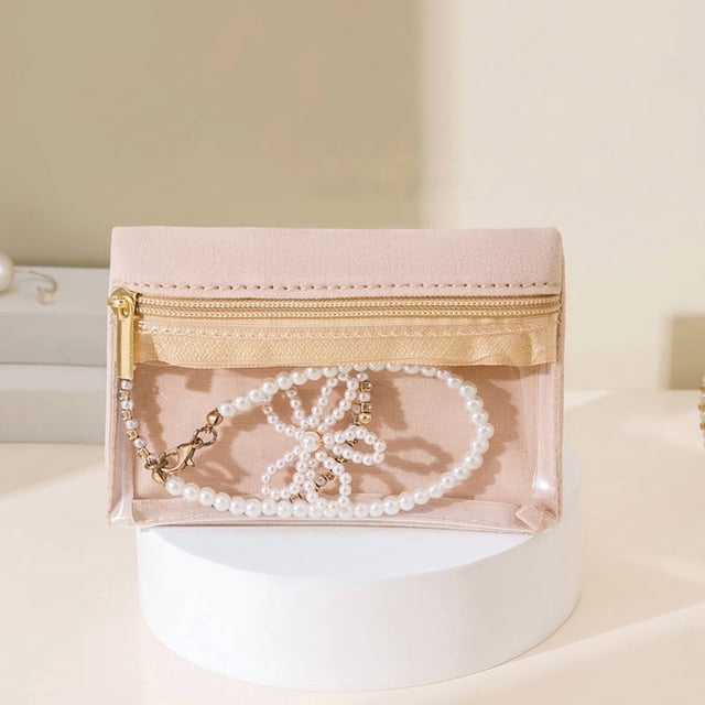Mini Bolsa para Guardar Joyas, Aretes, Anillos, Pulseras, Almacenamiento de Joyas, Transparente, para Viaje, con Cremallera, para Cambiar Joyas.