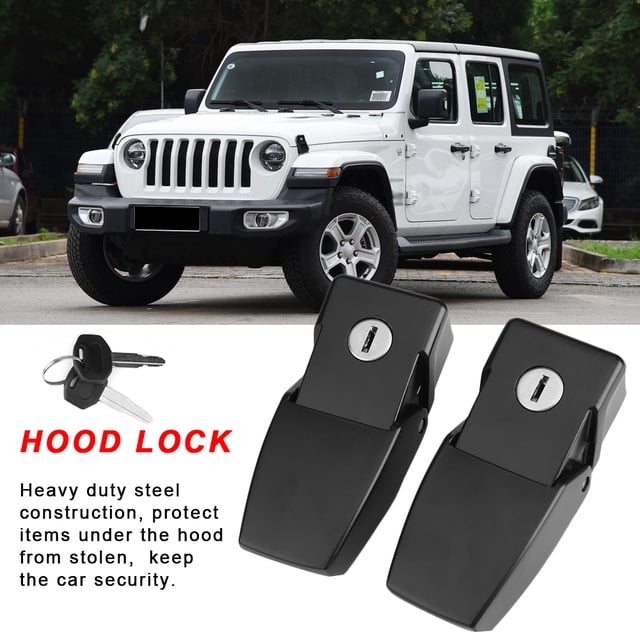 Hood Lock, Juego antirrobo Hood Lock Latch Lock con llaves para Jeep Wrangler JK Unlimited 07-17 Khall QC10044