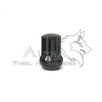 1 Black Short Spline M14x1.5 Lug Nut 7 Spline 1.38" Tall Conical Cone Seating
