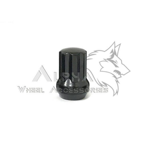 1 Black Short Spline M14x1.5 Lug Nut 7 Spline 1.38" Tall Conical Cone Seating