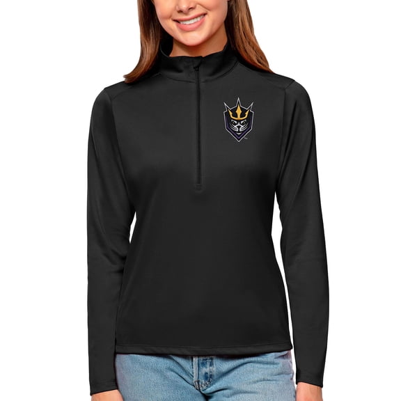 Women's Antigua Black San Diego Seals Tribute Quarter-Zip Pullover Top