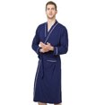 thumbnail image 1 of Bata de punto para hombre Albornoz ligero de mezcla de algodón de verano, 1 of 3