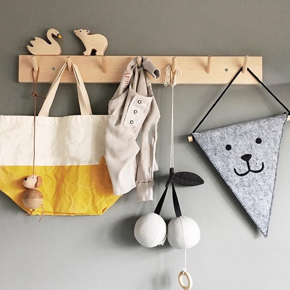 LABRIMP Wooden Wall-Mounted Entryway Coat Rack with Hooks, Space-Saving Organizer for Jackets, Hats, Bags and Accessories