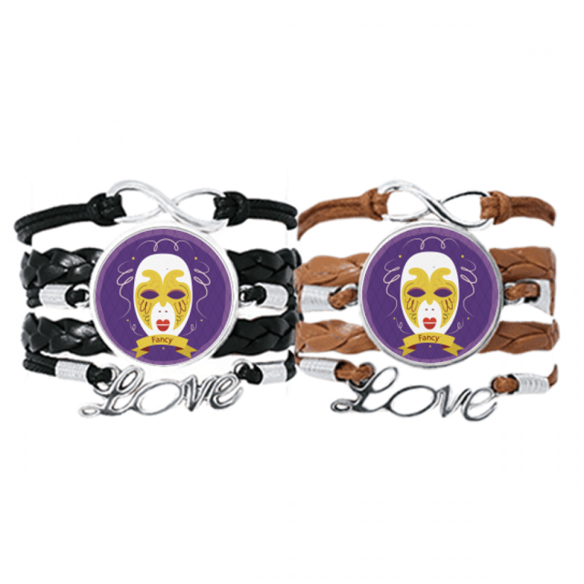 Purple Mask Feliz Carnaval de Venecia Pulsera pareja de cuerdas de cuero Unbranded M