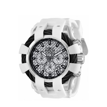 Silver Dial Polyurethane - Men's Bolt White Polyurethane Band Steel Case Swiss Quartz Silver-Tone Dial Analog Watch 23857
