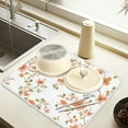 thumbnail image 2 of Yayeee Dish Drying Mat for Kitchen Counter 16" x 18" Microfiber Super Absorbent Coffee Decorative Pad, Orange Floral Blooms, 2 of 9