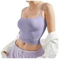 thumbnail image 6 of Krdevn Women's Square Neck Tank Top Summer Sleeveless Basic Shirt Y2K Style Going Out Cami with Underwear Set,Color: Purple Size: S, 6 of 8