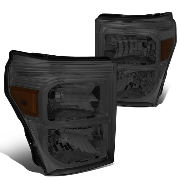 DNA Motoring For 11-16 Ford F250 F350 Super Duty Smoked Amber Corner Headlight Lamps Pair Replacement