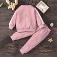 thumbnail image 2 of Vedolay Boy's Casual Outfits Boy's 2 Pieces Casual Outfit Set Round Neck Long Sleeve Tee and Belted Pants Set,Pink 3-4 Years, 2 of 5