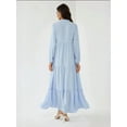 thumbnail image 4 of Textured Crew Neck Maxi Dress with Buttons, 4 of 7