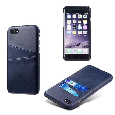 ELEHOLD Wallet Case for iPhone 8 / iPhone 7 / iPhone SE 2022 2020 with Credit Card Holder, Slim PU Leather Hard Card Pocket Back Cover Shockproof Protective Case 4.7 Inch,Blue