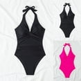thumbnail image 7 of Lovskoo Women's One Piece Swimsuits Sleeveless Hanging Neck Strap Backless Swimsuit Hot Pink-XL, 7 of 7
